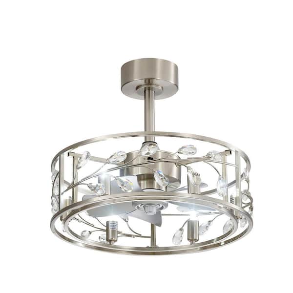 Twinkling 20 in. Indoor Satin Nickel Ceiling Fan with Light Kit and Remote Control Included