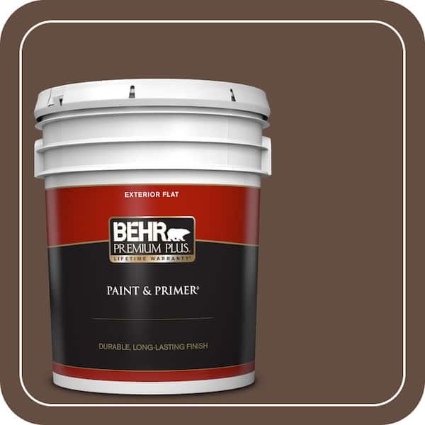 BEHR PREMIUM PLUS 5 gal. #S-G-760 Chocolate Coco Flat Exterior Paint & Primer
