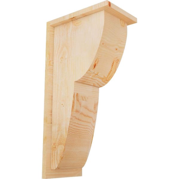 Ekena Millwork 8 in. x 12 in. x 24 in. Douglas Fir Crestline Rough Sawn Corbel with Backplate