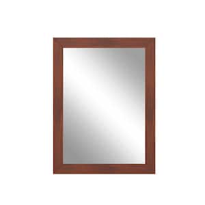 23 in. W x 34 in. H Rectangle Frame Wall Mounted Bathroom Vanity Mirror in Traditional Brown