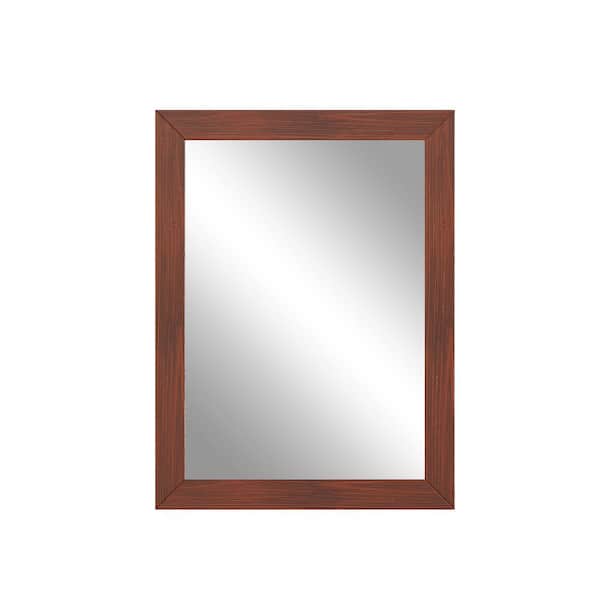 CASAINC 23 in. W x 34 in. H Rectangle Frame Wall Mounted Bathroom Vanity Mirror in Traditional Brown