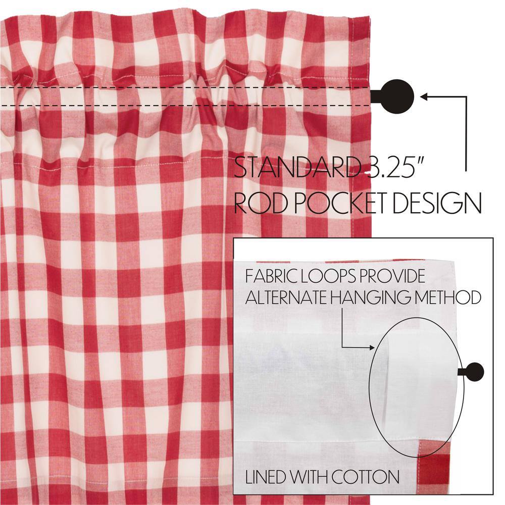 Red Buffalo Check Cotton Rod Pocket Tier Curtains 36x36
