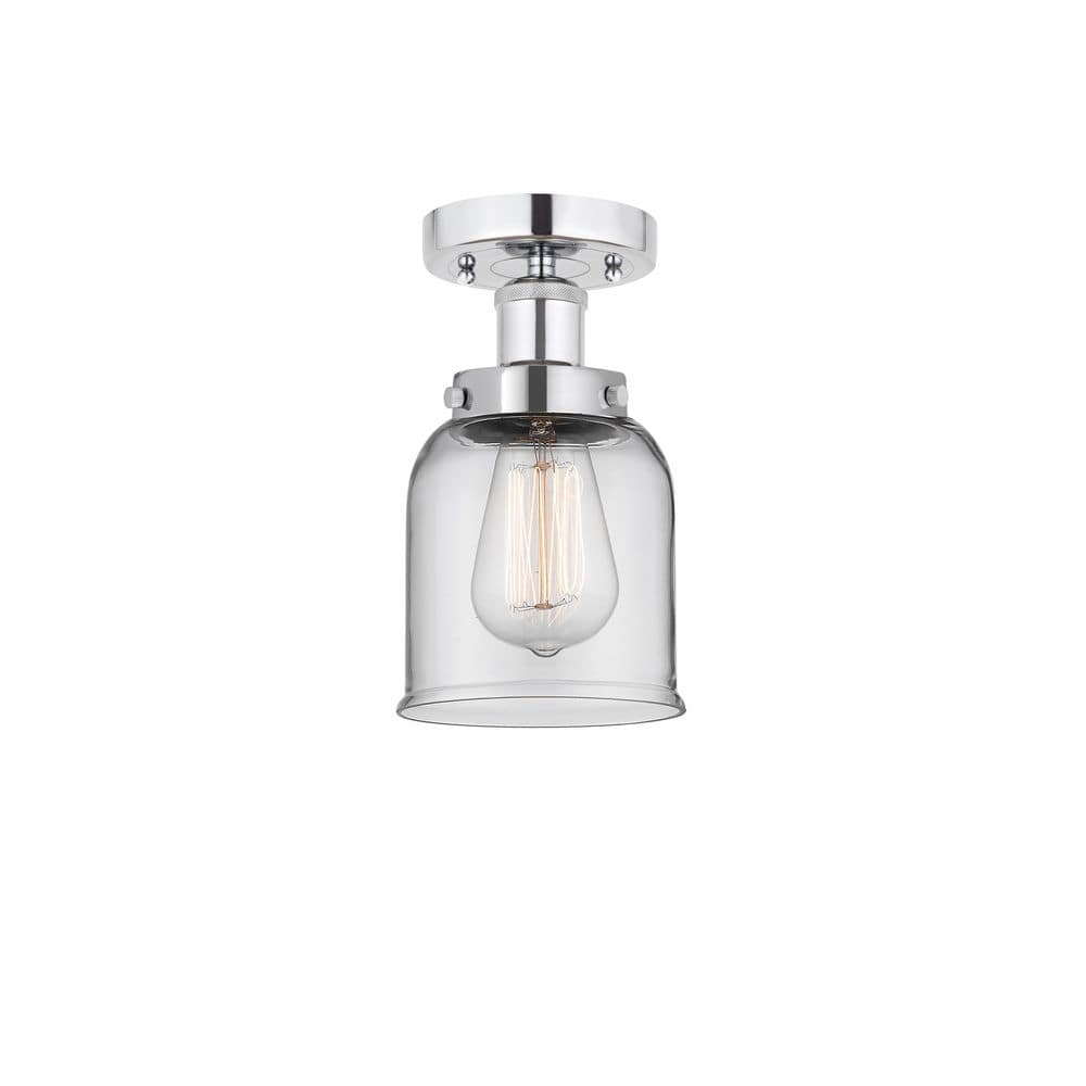 Bell 6.5 in. 1-Light Polished Chrome Industrial Semi-Flush Mount with Clear Glass Shade price history on PriceWatchPro