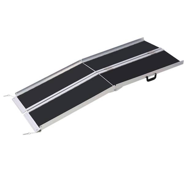 Amucolo 6 ft. Aluminum 700 lbs. Capacity Portable and Foldable Wheelchair Ramps in Black with Non-Skid Surface