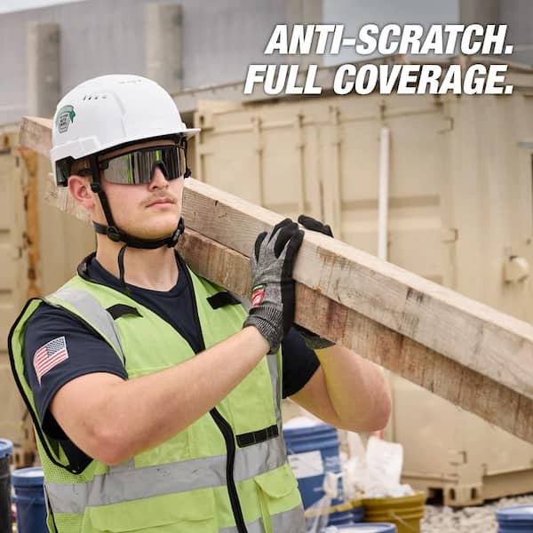 Milwaukee Wrap Around Safety Glasses-Mirrored Anti-Scratch Lenses