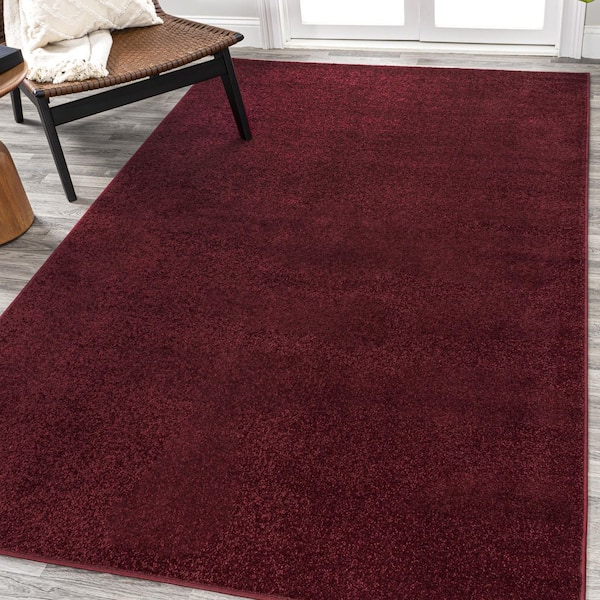 Haze Solid Low-Pile Dark Red 3 ft. x 5 ft. Area Rug