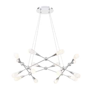 Manning 43-Watt Chrome Chandelier Integrated LED with Sugar Glass Shade