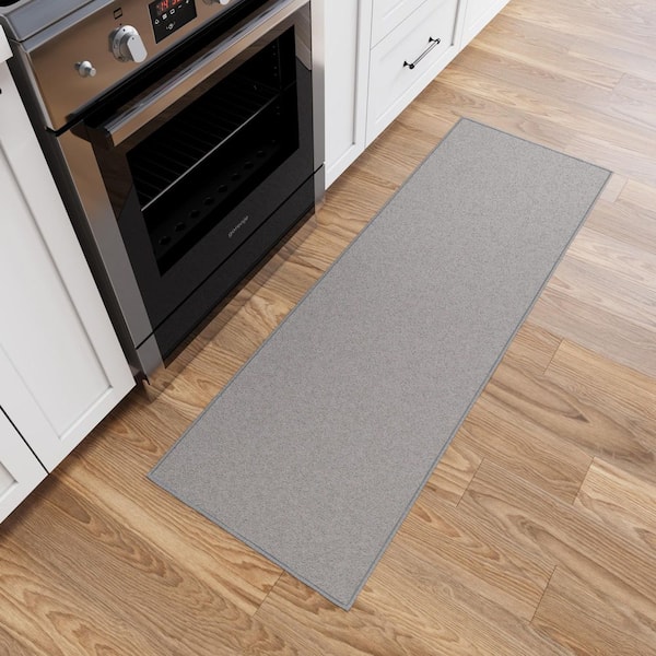 Ottohome Collection Non-Slip Rubberback Modern Solid Design 2x5 Indoor Runner Rug, 1 ft. 8 in. x 4 ft. 11 in., Gray