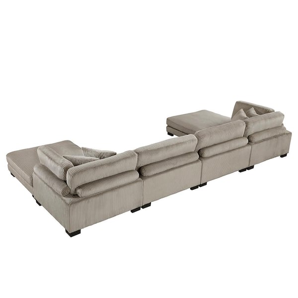 Lazzara Turbo 180 in. Pillow Top Arm 6-Piece Corduroy Modular