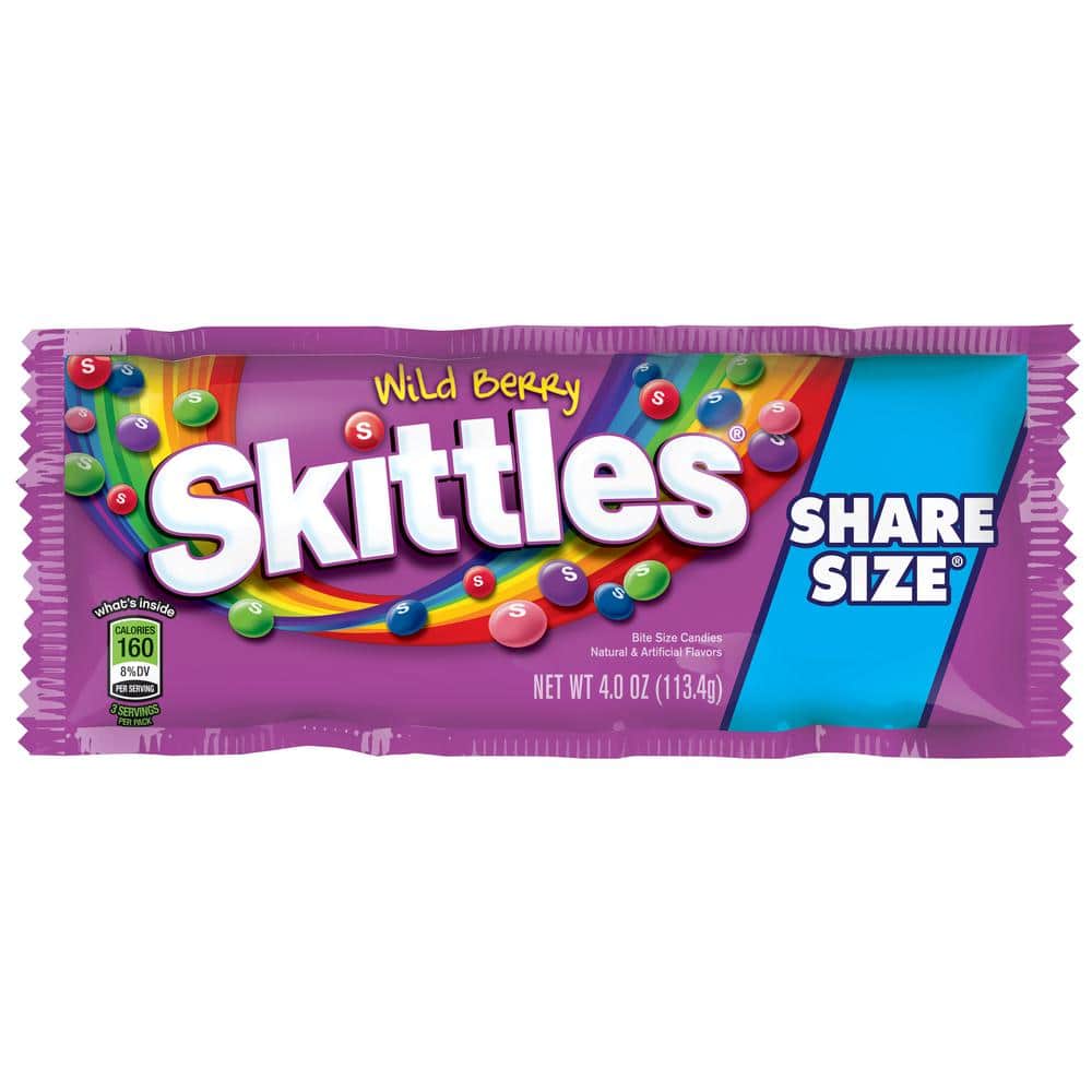 Skittles Candy,4oz,Wildberry,King Size 116240 The Home Depot
