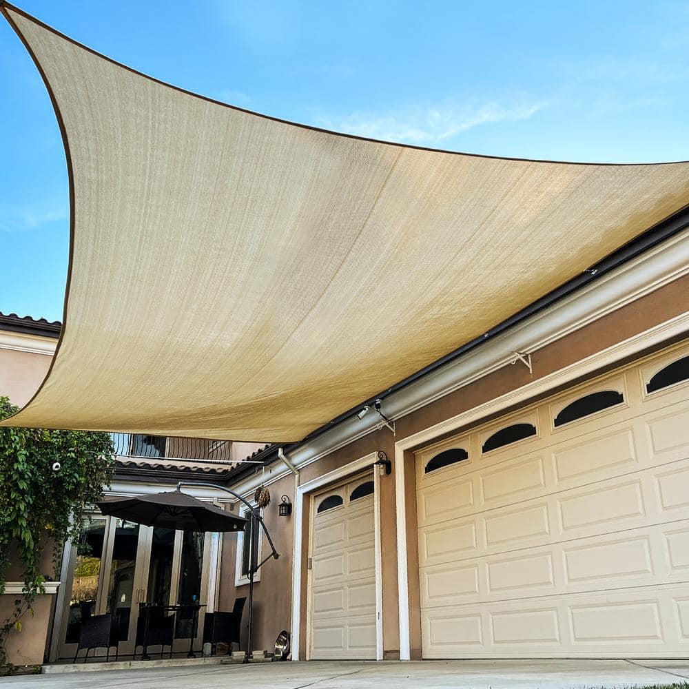 workpoint 16 ft. x 24 ft. Sand Rectangle Sun Shade Sail For