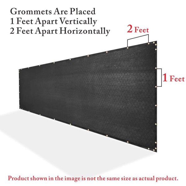COLOURTREE 5 ft. x 10 ft. Black Privacy Fence Screen HDPE Mesh Windscreen with Reinforced Grommets for Garden Fence (Custom Size)