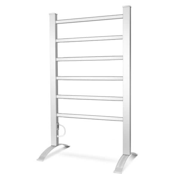 Bunpeony 2-in-1 Freestanding and Wall-mounted Towel Warmer Drying Rack in Silver