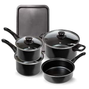 8-Piece Nonstick Carbon Steel Cookware Set with Cookie Sheet in Black