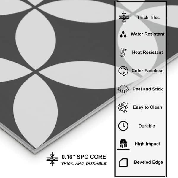 Patterned Gray 9 in. x 9 in. SPC Coin Peel and Stick Backsplash Wall and Floor Tile (1-Pack)