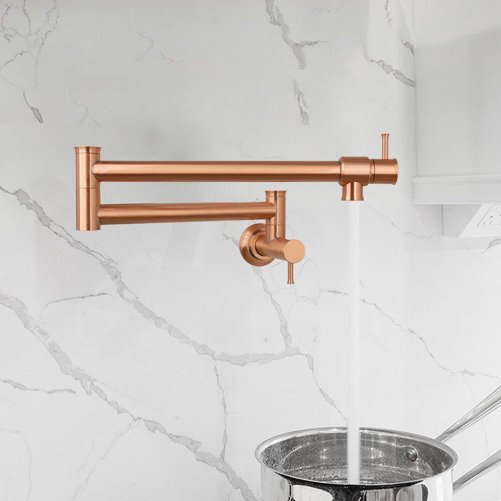 Copper Brushed Wall-Mounted Pot Filler Kitchen Faucet