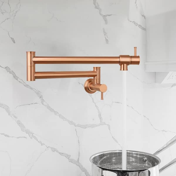 Wall Mount Pot Filler Faucet in Copper