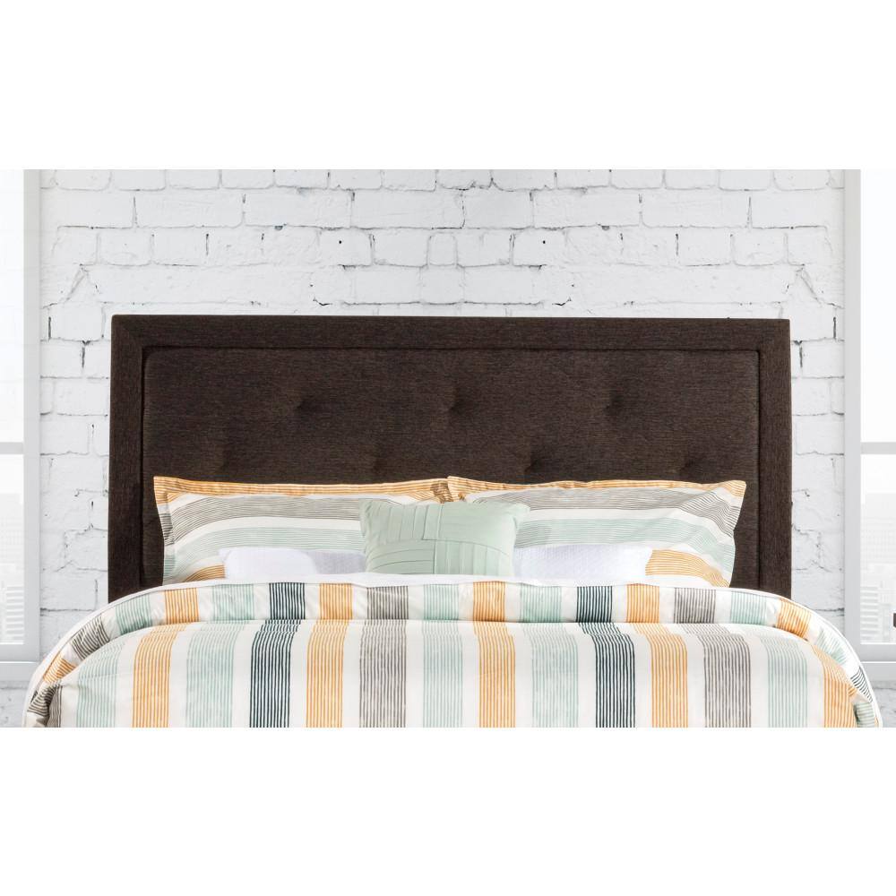 Becker Full Tufted Upholstered Headboard in Dark Brown Faux Leather