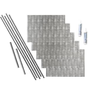 Ripple 18 in. x 24 in. Crosshatch Silver Vinyl Decorative Wall Tile Backsplash 15 sq. ft. Kit