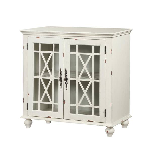 OS Home and Office Furniture Harper's Branch Aged White Accent Cabinet with Framed Doors