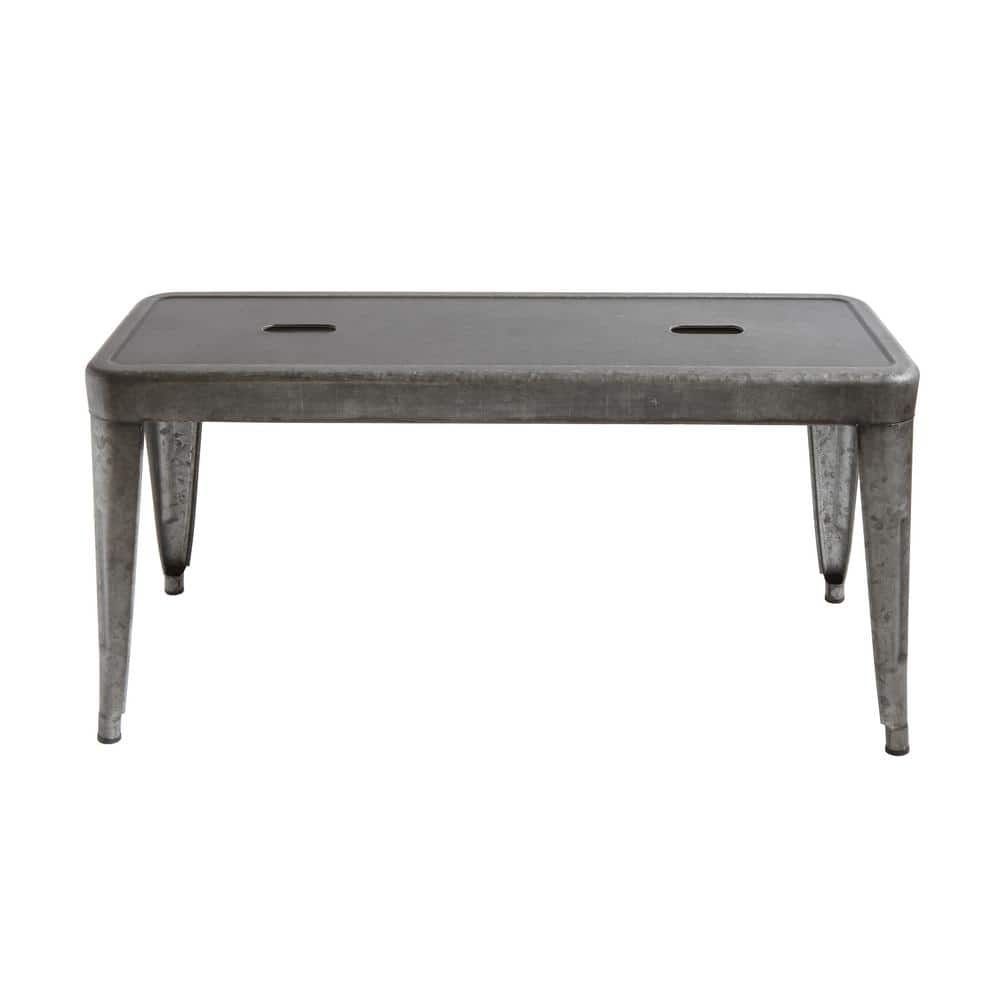 Sleek 40'' Galvanized Metal Bench in Grey and Brown