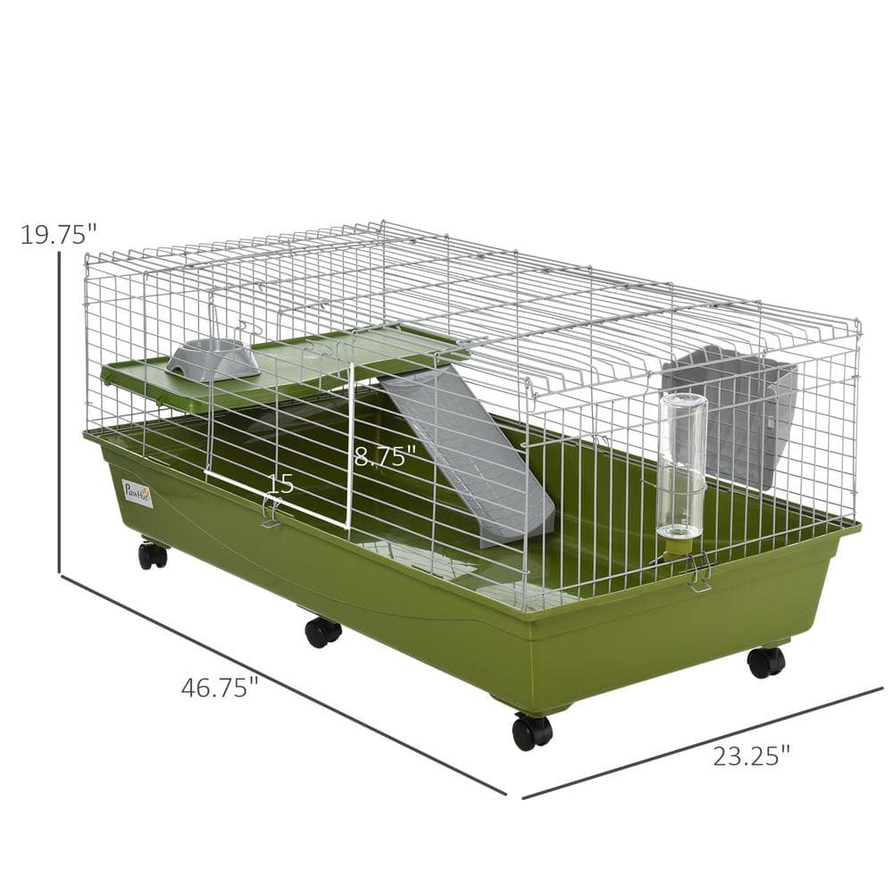Green Small Animal Cage with Ramp and Platform