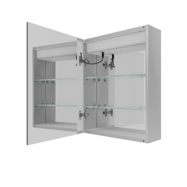 28 in. W x 20 in. H Frameless Rectangular Silver Aluminum Surface Mount Medicine  Cabinet with Mirror and LED Light XBYQ-YG-1 - The Home Depot