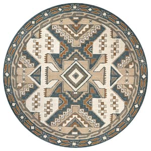 Ryder Multi-Color 8 ft. x 8 ft. Round Native American/Tribal Area Rug