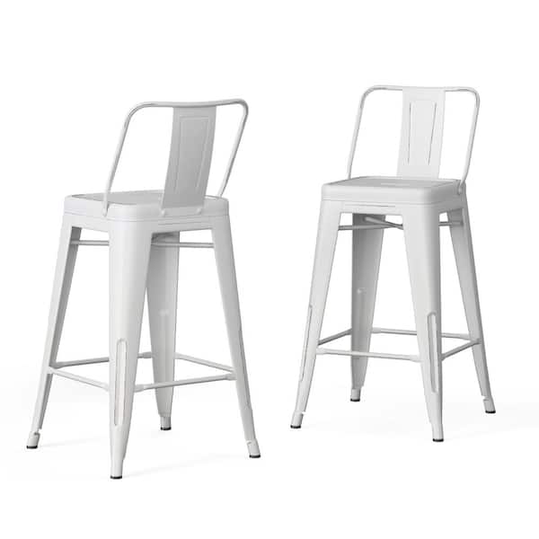 Simpli Home Rayne 24 In Distressed, Distressed White Counter Stools