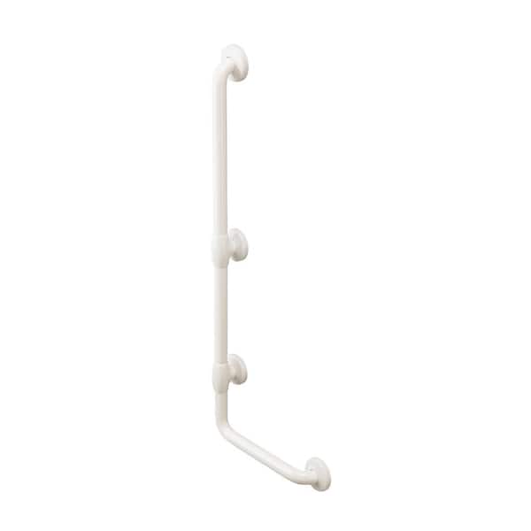 Unbranded 32 in. Antimicrobial Vinyl Coated L-Shape Grab Bar in White