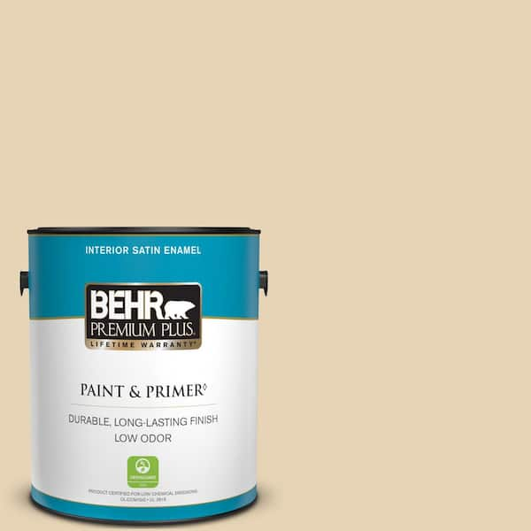 BEHR PREMIUM PLUS 1 gal. #PPU7-18 Sand Pearl Satin Enamel Low Odor Interior Paint & Primer