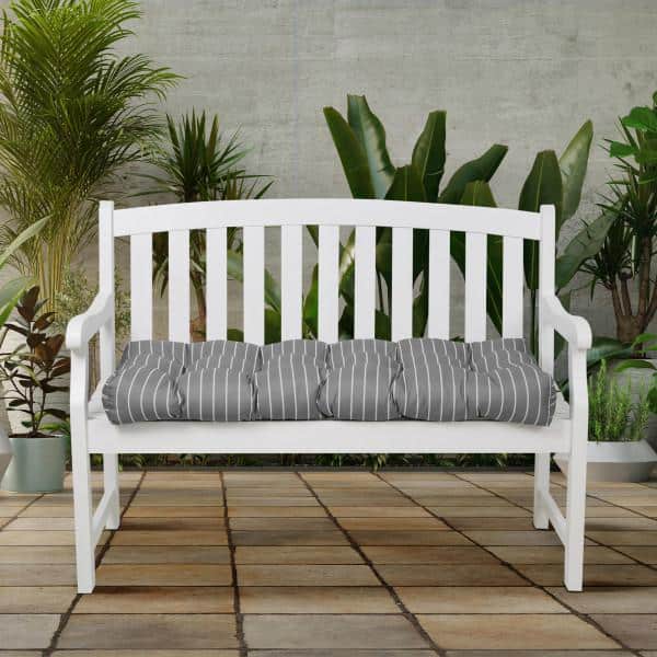 Moon Mist Stripe Gray Outdoor Bench Cushion, 42"W x 18"D