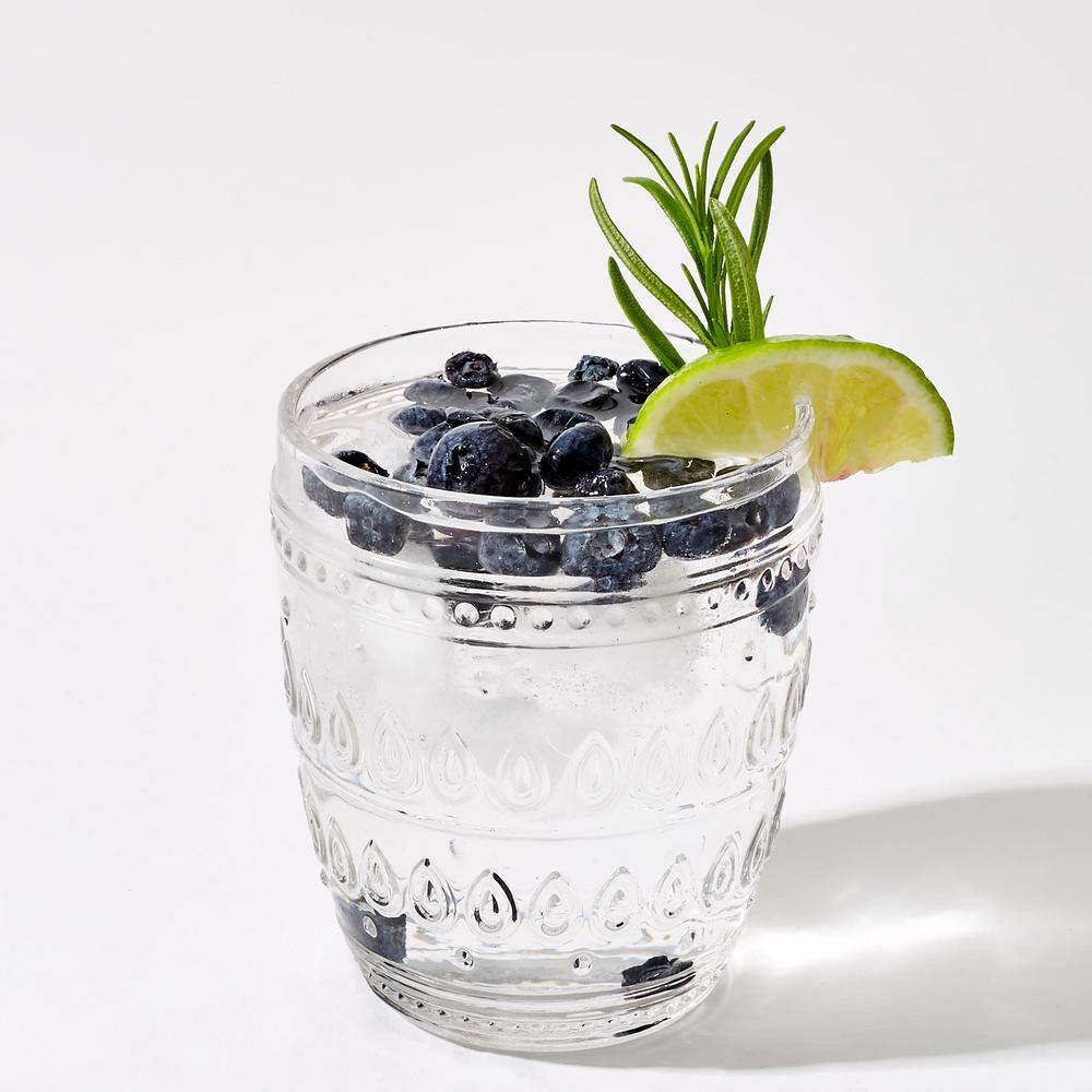 Fez Clear Textured Glass 12oz Old Fashion Glass Set of 4