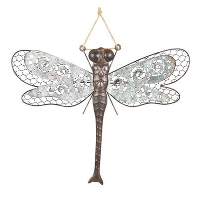 19 in. x 16 in. Dragonfly Hanging Metal Wall Art