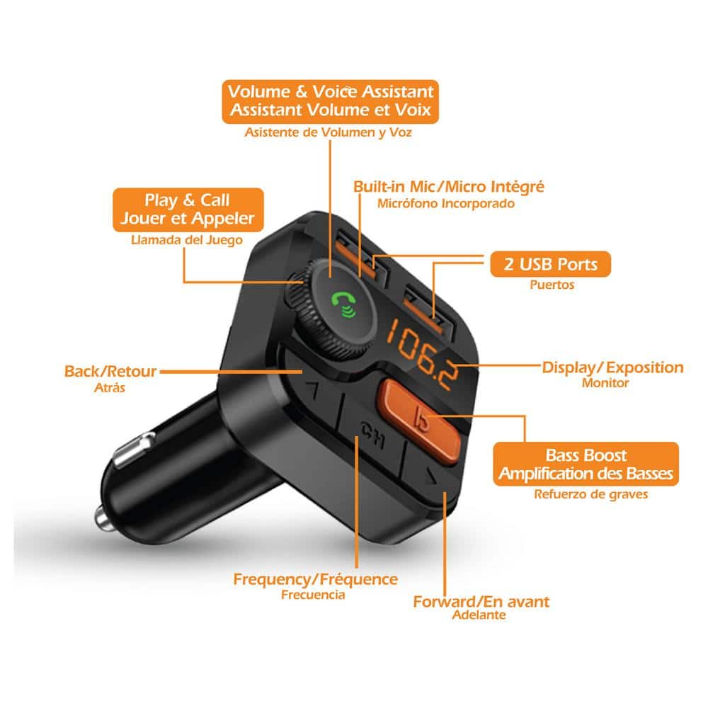 Armor All BT FM Transmitter and Car Charger AHF9-1010-BLK - The Home Depot