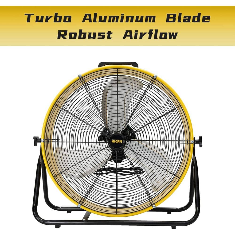 24-Inch Yellow and Black High Velocity Drum Fan with Steel Housing