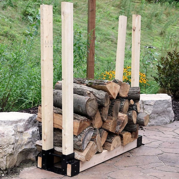Outdoor Firewood Log Rack Bracket Kit Fireplace Wood Storage Holder