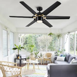 60 in. Integrated LED Modern Luxury Indoor Black Gold Ceiling Fan with DC Rversible Motor and Remote Control