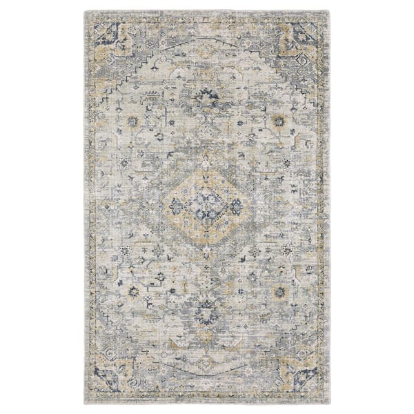 6' X 9' Gray And Gold Medallion Hand Tufted Area Rug