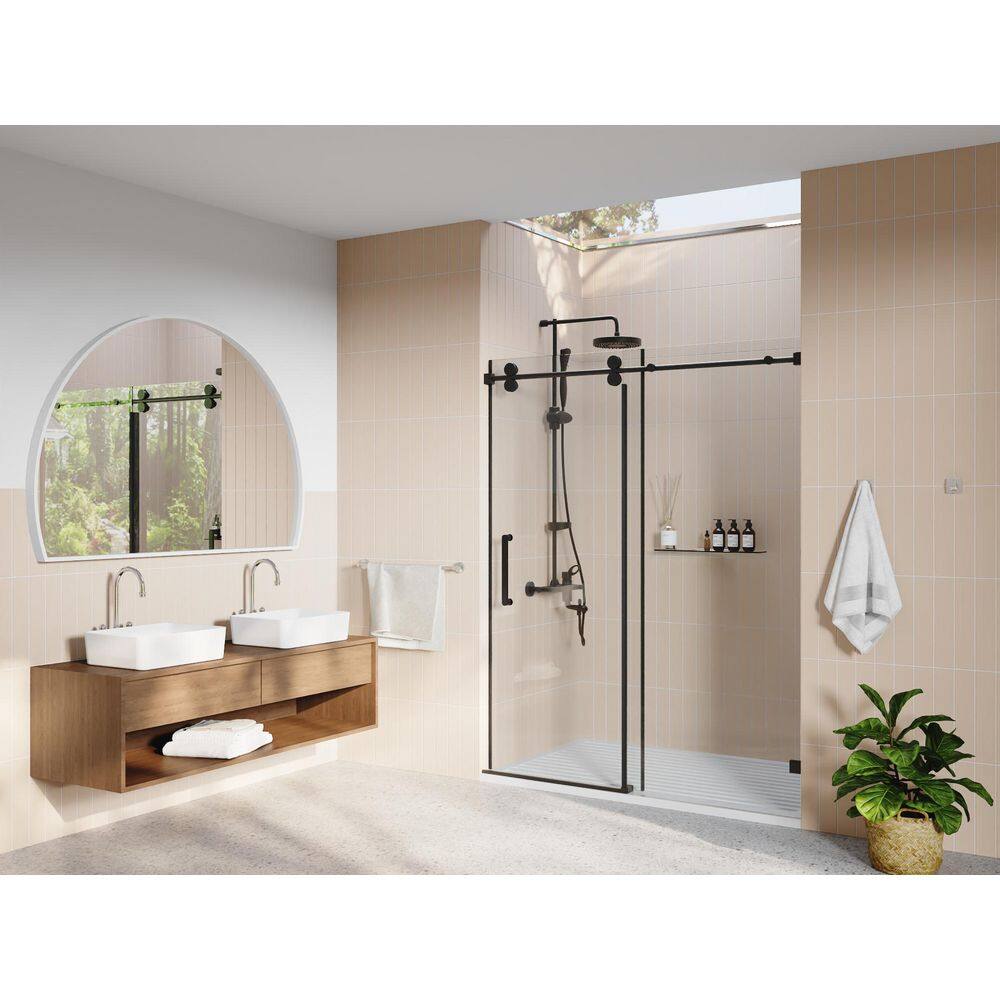 Concord Black Frameless Sliding Shower Door with Tempered Glass