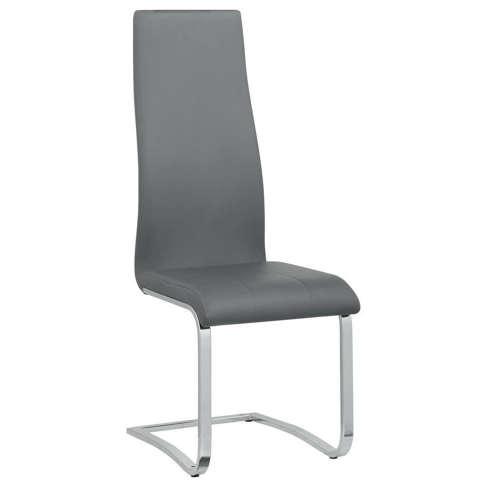 High-Back Gray Faux Leather Side Chair with Chrome Frame
