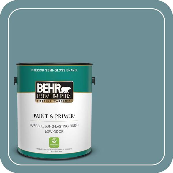 BEHR PREMIUM PLUS 1 gal. #510F-5 Bayside Semi-Gloss Enamel Low Odor Interior Paint & Primer