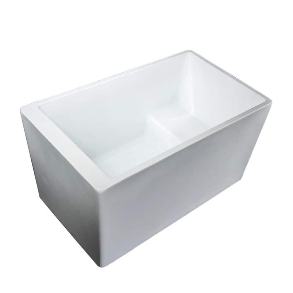 47'' White Acrylic Freestanding Rectangular Soaking Bathtub