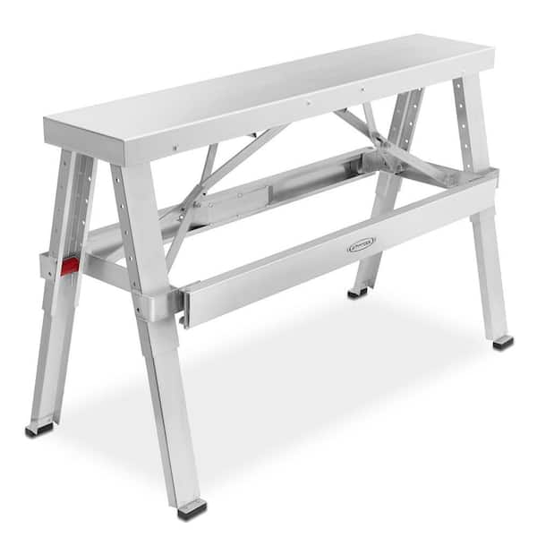 48 in. W x 30 in. H Aluminum Adjustable Sawhorse Bench Stepladder