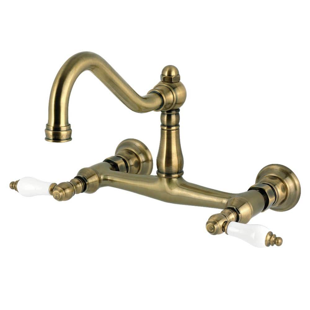 Vintage Double Handle Wall Mount Bathroom Faucet in Antique Brass price history on PriceWatchPro