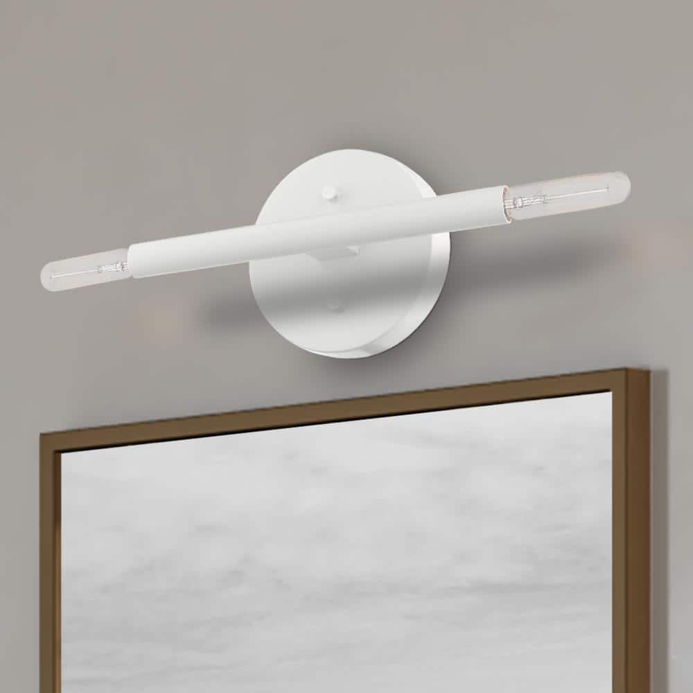 Copenhagen Mid-Century Modern White Chrome 2-Light Wall Sconce