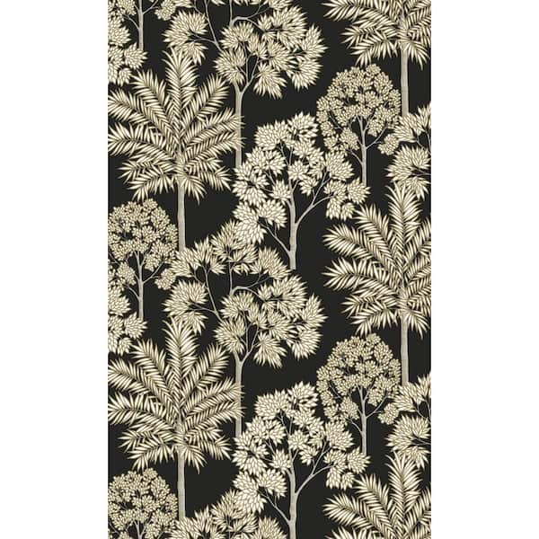Walls Republic Black Palm Forest Tropical Printed Non-Woven Non-Pasted Textured Wallpaper 57 sq. ft.