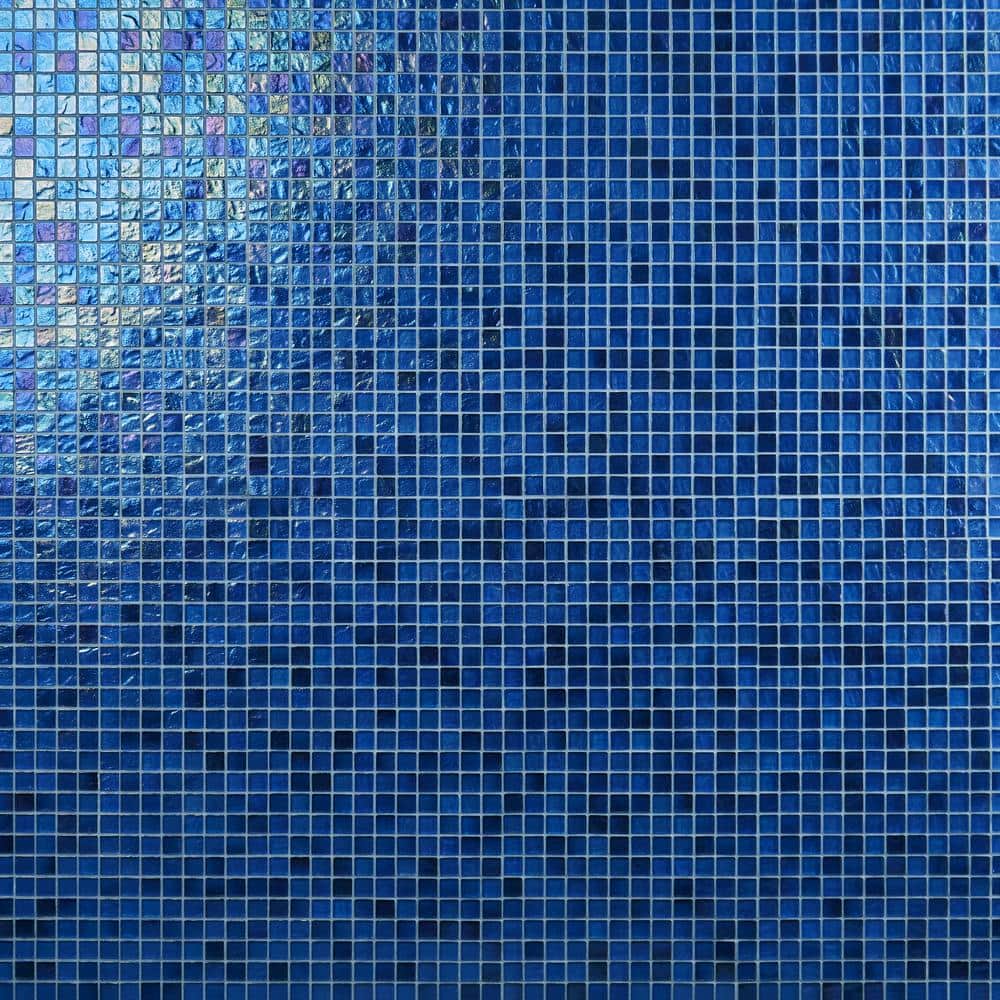 Shallows Dark Blue Polished Glass Mosaic Wall Tile