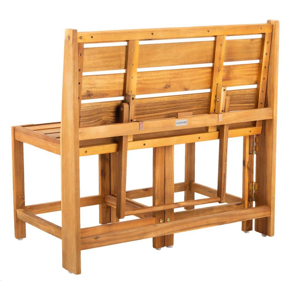 Natural Brown Acacia Wood Transformer Outdoor Bench/Table