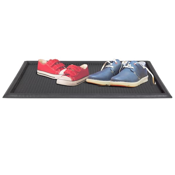 Ottomanson Easy Clean, Waterproof Indoor/Outdoor Rubber Boot Tray, 15 x  30, Black